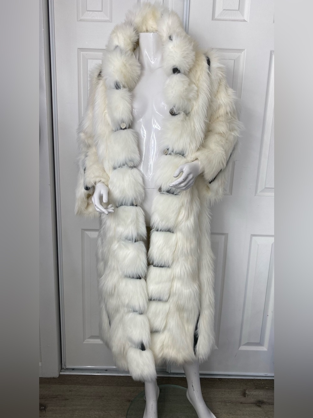 Faux Fur Long Trench Coat - Women